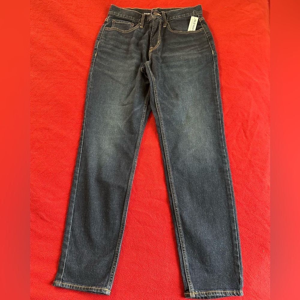 Old Navy Jeans Mens 30x32 Navy Blue Athletic Taper Built In Flex New